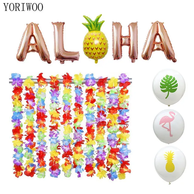 Cosplay&ware Yoriwoo Hawaiian Flower Necklace Flamingo Balloon Latex Photobooth Tropical Beach Hawaii Aloha Party Decoration 3 Cosplay&ware Yoriwoo Hawaiian Flower Necklace Flamingo Balloon Latex Photobooth Tropical Beach Hawaii Aloha Party Decoration