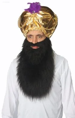 The Dragons Den Adults Sikh Indian Golden Turban & Beard Shia Fancy Dress Set -Cosplayware Store api021zto 18423.1647946638