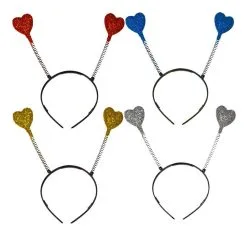 The Dragons Den Adults Childs Coloured Glitter Heart Head Boppers Fancy Dress Accessory