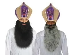 The Dragons Den Sultan Jafar Indian Gold & Purple Turban & Beard Aladdin Fancy Dress Set