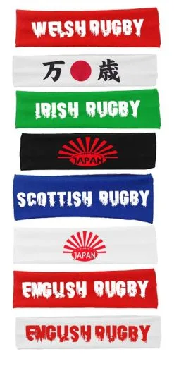 The Dragons Den Rugby Headband Blue White Red Black England Scotland Ireland Wales Japan Nations
