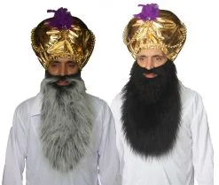 The Dragons Den Adults Sikh Indian Golden Turban & Beard Shia Fancy Dress Set