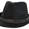 The Dragons Den Adults Black Diamante Trilby Hat Jacko Micheal Jackson Billie Jean Pop Star Fancy Dress Costume Accessory [One Size]