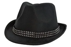 The Dragons Den Adults Black Diamante Trilby Hat Jacko Micheal Jackson Billie Jean Pop Star Fancy Dress Costume Accessory [One Size]