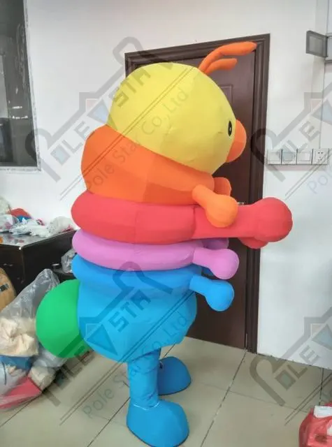 Cosplay&ware Rainbow Worm Mascot Costumes Cartoon Insect 4 Cosplay&ware Rainbow Worm Mascot Costumes Cartoon Insect - Image 2